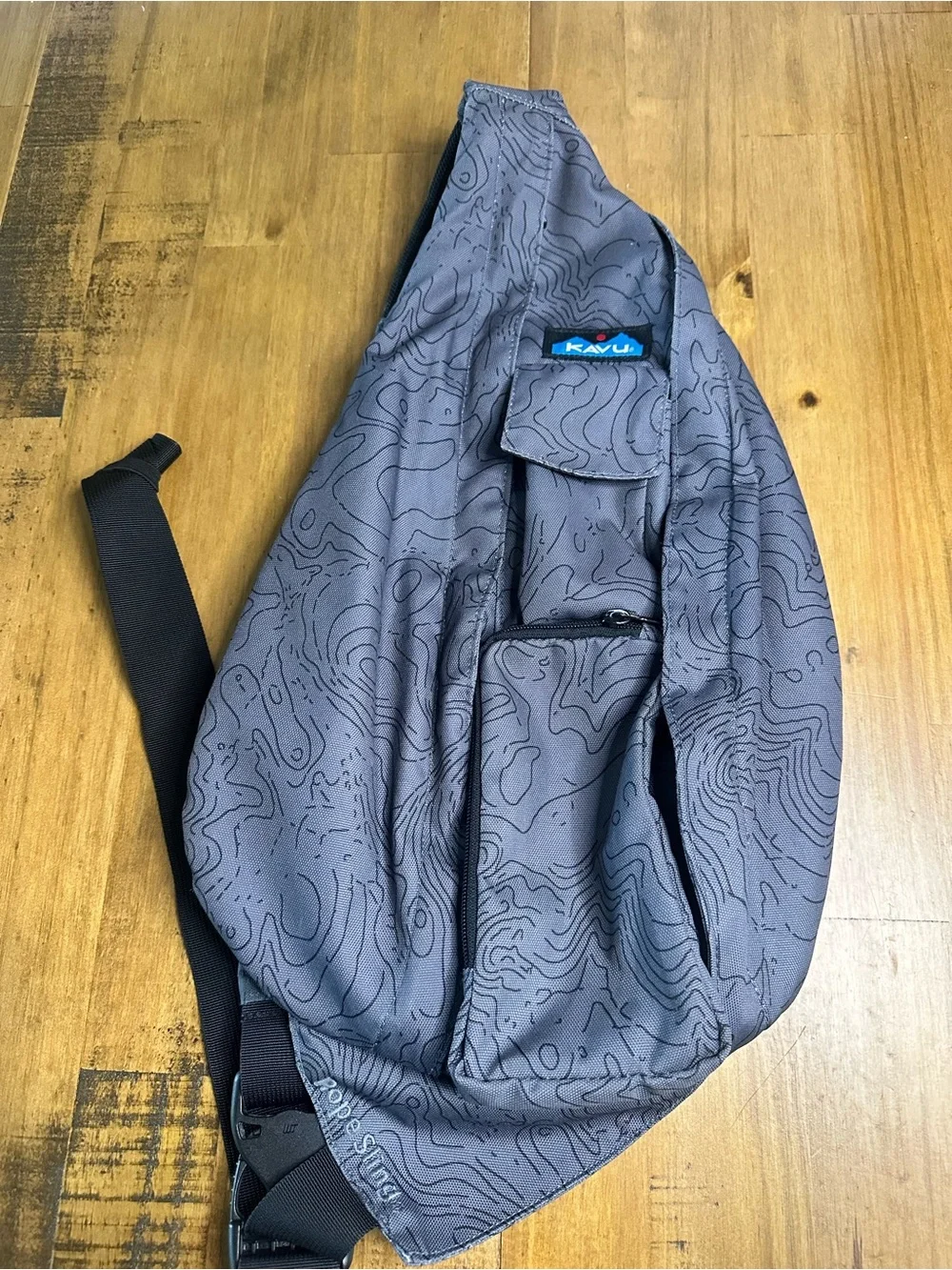 Kavu Gray Topo-Print Sling Hiking Backpack